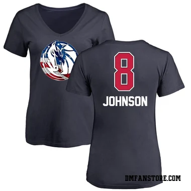 Navy Women's AJ Johnson Dallas Mavericks Name and Number Banner Wave V-Neck T-Shirt