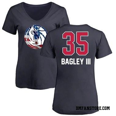 Navy Women's Marvin Bagley III Dallas Mavericks Name and Number Banner Wave V-Neck T-Shirt